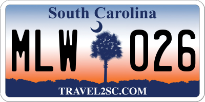 SC license plate MLW026