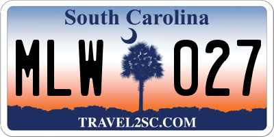 SC license plate MLW027