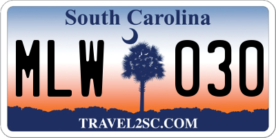 SC license plate MLW030