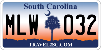 SC license plate MLW032
