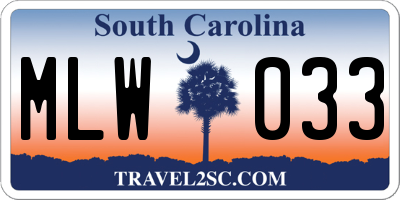 SC license plate MLW033