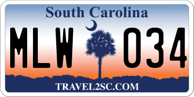SC license plate MLW034
