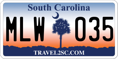 SC license plate MLW035