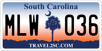 SC license plate MLW036