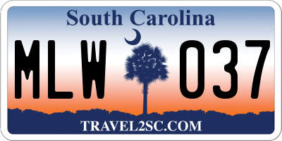SC license plate MLW037