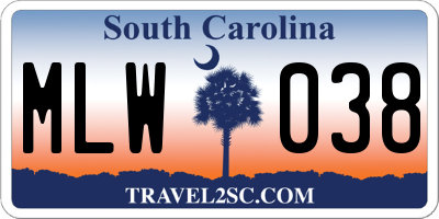 SC license plate MLW038
