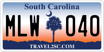 SC license plate MLW040