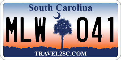 SC license plate MLW041