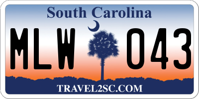 SC license plate MLW043