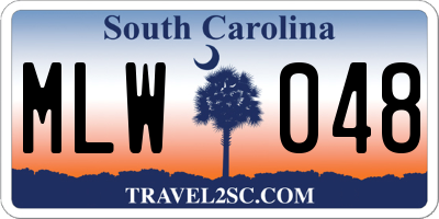 SC license plate MLW048