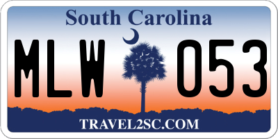 SC license plate MLW053