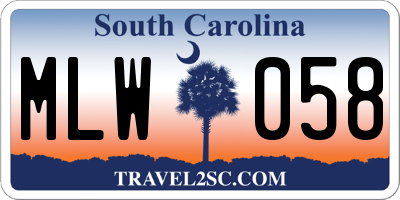 SC license plate MLW058