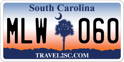 SC license plate MLW060
