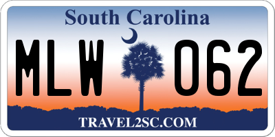 SC license plate MLW062