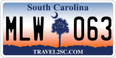SC license plate MLW063