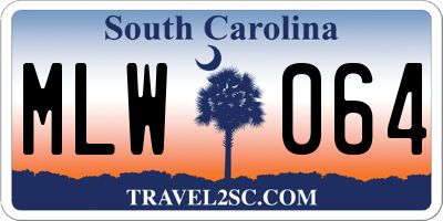 SC license plate MLW064