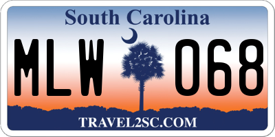 SC license plate MLW068