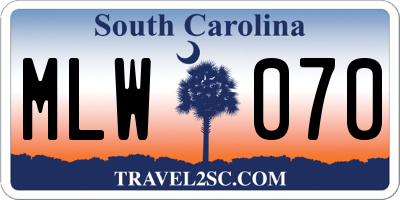 SC license plate MLW070