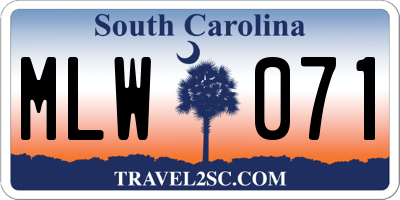 SC license plate MLW071