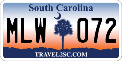 SC license plate MLW072