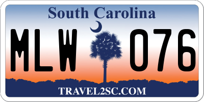 SC license plate MLW076