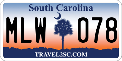 SC license plate MLW078
