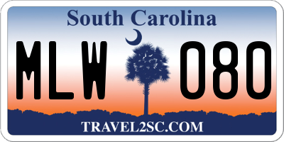 SC license plate MLW080