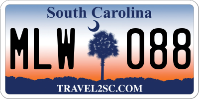 SC license plate MLW088