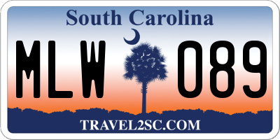 SC license plate MLW089