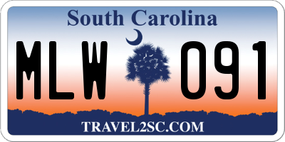 SC license plate MLW091