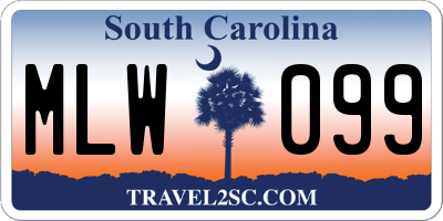 SC license plate MLW099