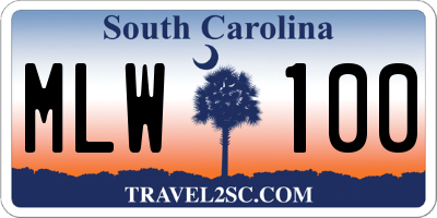 SC license plate MLW100