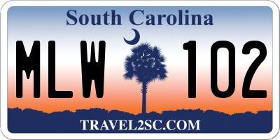 SC license plate MLW102