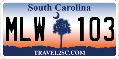 SC license plate MLW103