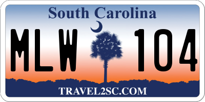SC license plate MLW104