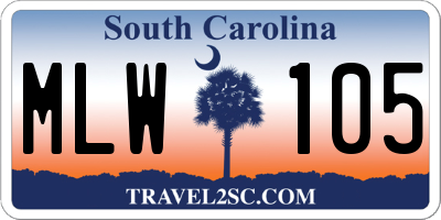SC license plate MLW105