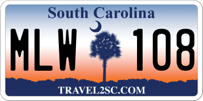 SC license plate MLW108