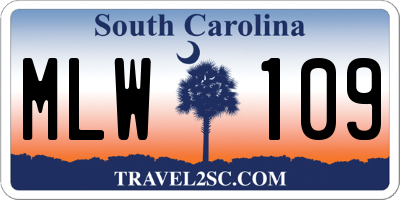 SC license plate MLW109