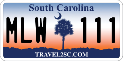 SC license plate MLW111