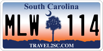 SC license plate MLW114