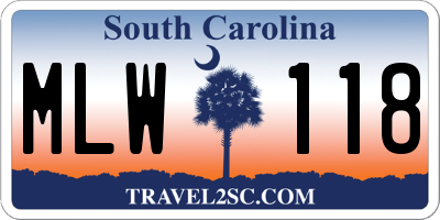 SC license plate MLW118
