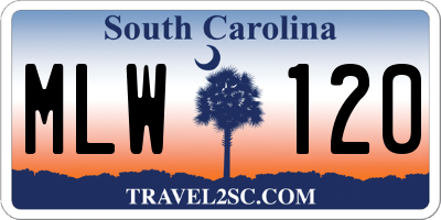 SC license plate MLW120