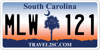 SC license plate MLW121