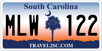 SC license plate MLW122