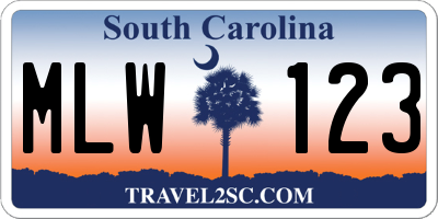 SC license plate MLW123