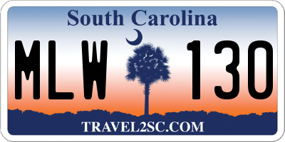 SC license plate MLW130