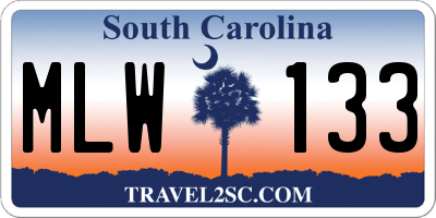 SC license plate MLW133