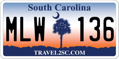 SC license plate MLW136