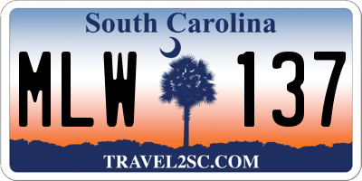 SC license plate MLW137