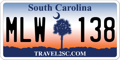 SC license plate MLW138